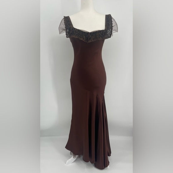 Ralph Lauren Collection Vintage Silk Gown Dress Embroidered Maxi 90s Slip Formal - Picture 9 of 15